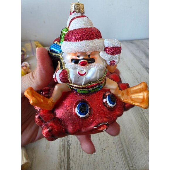 Crab Santa glass glitter ornament diver Xmas‎ tree - Picture 7 of 9